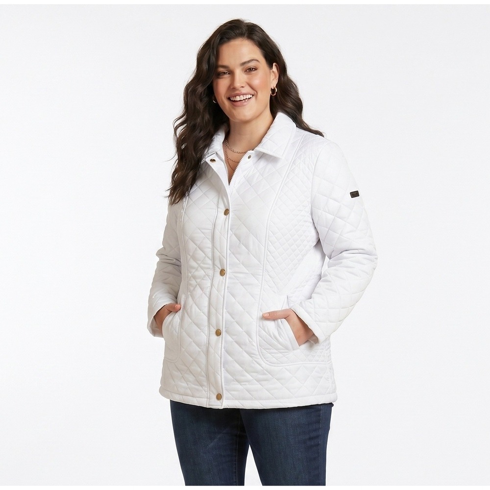 Calvin Klein Quilted Jacket Womens M White Diamond Pattern Lightweight